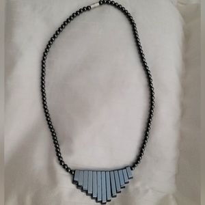 Hematite Necklace with Ship Beads Pendant, Black